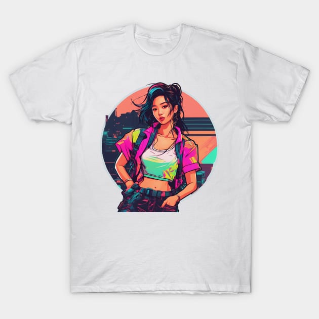 Chroma Couture Color Pop Cyberpunk Woman T-Shirt by di-age7